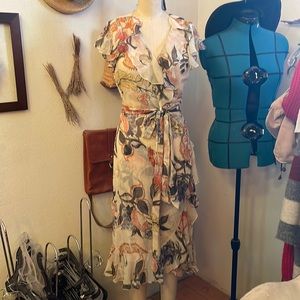 Ralph Lauren floral silk chiffon wrap dress